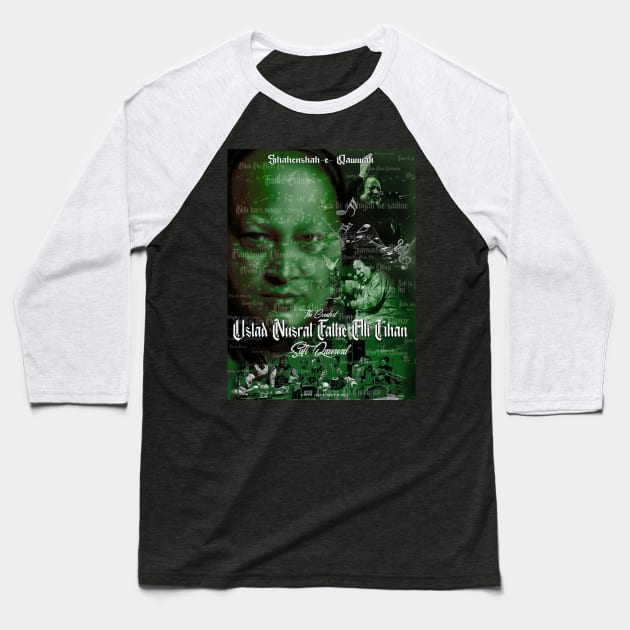 Nusrat Fathe Ali Khan Baseball T-Shirt by SAN ART STUDIO 